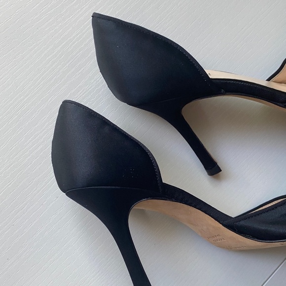 Anne Klein Women's Black Satin Stiletto Pumps Jeweled Detail Size 7M - Picture 12 of 15